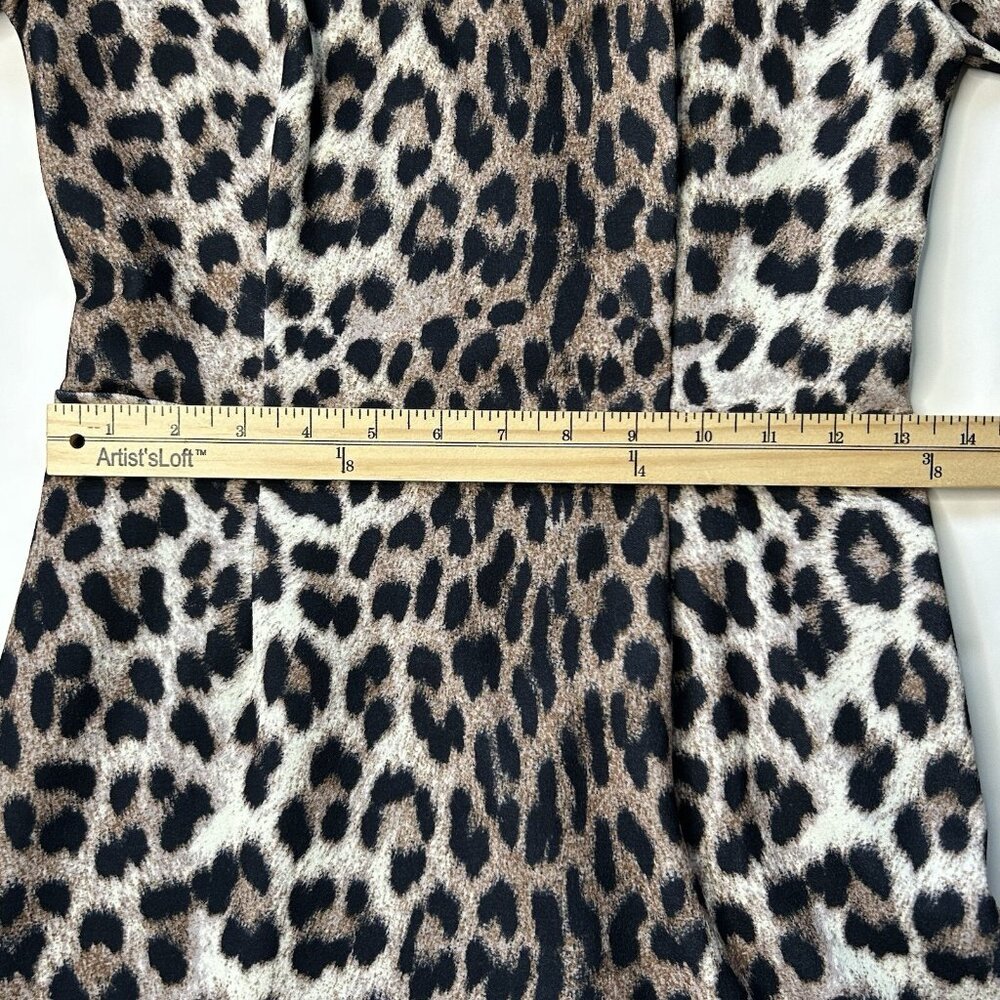 Alton Gray Women’s Size 0 Leopard Print Puff Sleeve Midi Dress - Picture 8 of 10